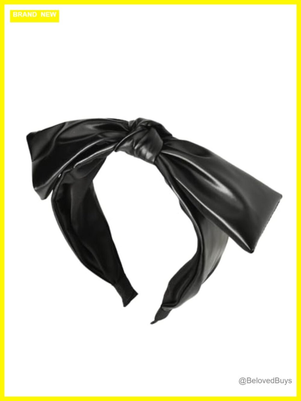 Faux Leather Bow Headband for Women - Knotted Wide Hair Hoop with Bow on Top -